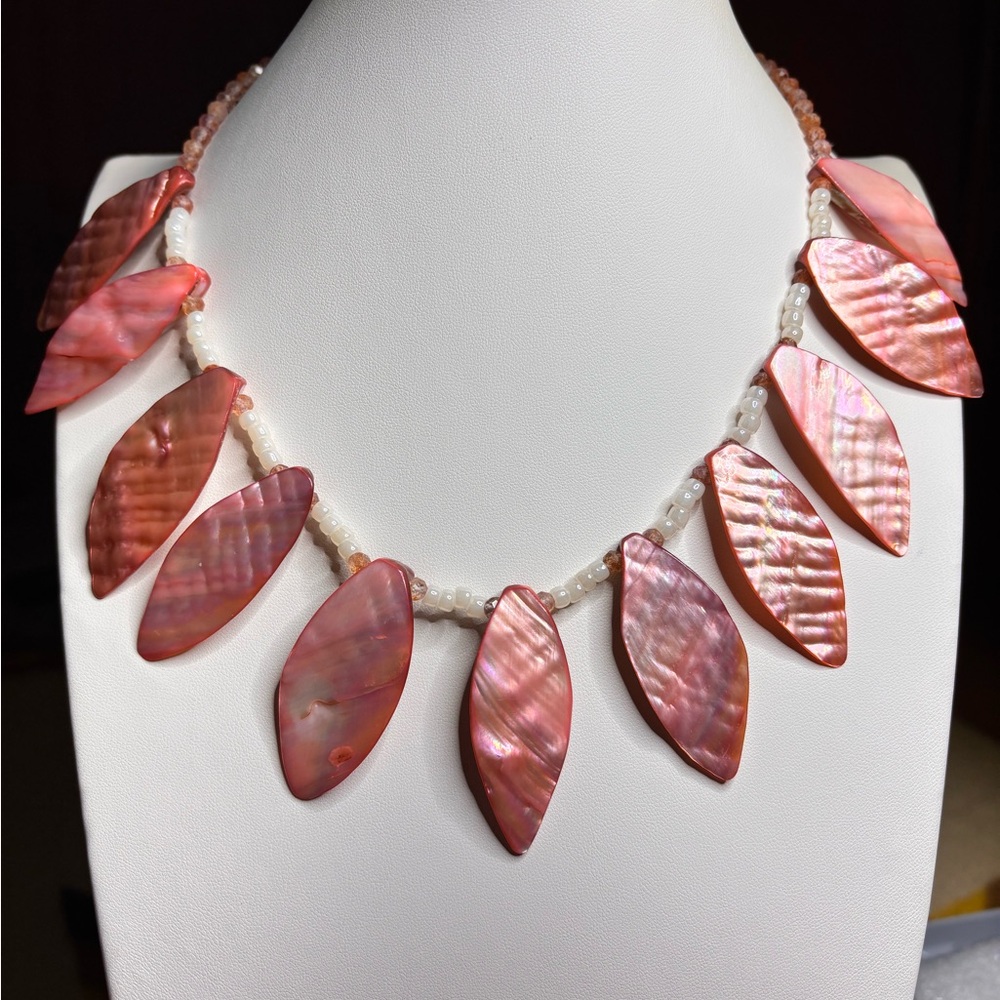 Handmade Pink SeaShell Statement Necklace 18 inches women’s jewelry